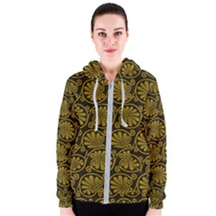 Yellow Floral Pattern Floral Greek Ornaments Women s Zipper Hoodie