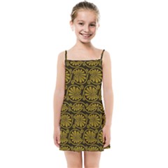 Yellow Floral Pattern Floral Greek Ornaments Kids  Summer Sun Dress by nateshop