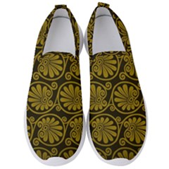 Yellow Floral Pattern Floral Greek Ornaments Men s Slip On Sneakers