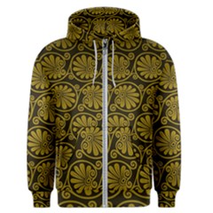 Yellow Floral Pattern Floral Greek Ornaments Men s Zipper Hoodie