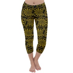 Yellow Floral Pattern Floral Greek Ornaments Capri Winter Leggings 