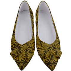 Yellow Floral Pattern Floral Greek Ornaments Women s Bow Heels by nateshop