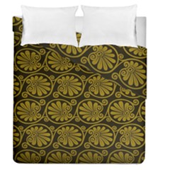 Yellow Floral Pattern Floral Greek Ornaments Duvet Cover Double Side (queen Size)