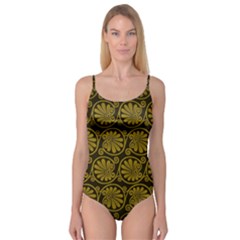 Yellow Floral Pattern Floral Greek Ornaments Camisole Leotard  by nateshop