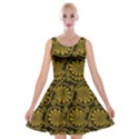 Yellow Floral Pattern Floral Greek Ornaments Velvet Skater Dress View1