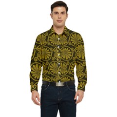 Yellow Floral Pattern Floral Greek Ornaments Men s Long Sleeve  Shirt