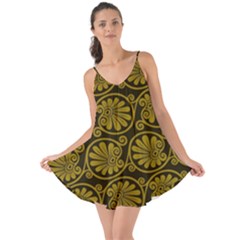 Yellow Floral Pattern Floral Greek Ornaments Love The Sun Cover Up by nateshop