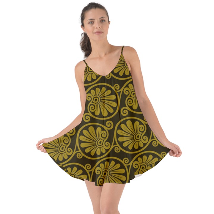 Yellow Floral Pattern Floral Greek Ornaments Love the Sun Cover Up