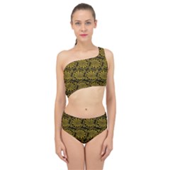 Yellow Floral Pattern Floral Greek Ornaments Spliced Up Two Piece Swimsuit by nateshop