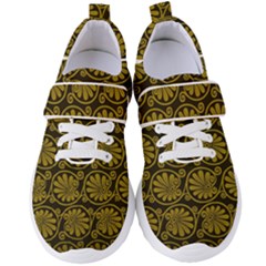 Yellow Floral Pattern Floral Greek Ornaments Women s Velcro Strap Shoes by nateshop