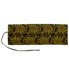 Yellow Floral Pattern Floral Greek Ornaments Roll Up Canvas Pencil Holder (m) by nateshop