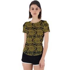 Yellow Floral Pattern Floral Greek Ornaments Back Cut Out Sport T-shirt by nateshop