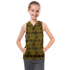 Yellow Floral Pattern Floral Greek Ornaments Kids  Sleeveless Hoodie by nateshop