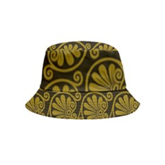 Yellow Floral Pattern Floral Greek Ornaments Bucket Hat (kids) by nateshop