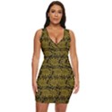 Yellow Floral Pattern Floral Greek Ornaments Draped Bodycon Dress View1