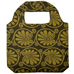 Yellow Floral Pattern Floral Greek Ornaments Foldable Grocery Recycle Bag by nateshop