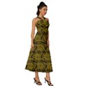 Yellow Floral Pattern Floral Greek Ornaments Sleeveless Cross Front Cocktail Midi Chiffon Dress View3