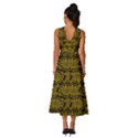 Yellow Floral Pattern Floral Greek Ornaments Sleeveless Cross Front Cocktail Midi Chiffon Dress View4