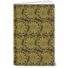 Yellow Floral Pattern Floral Greek Ornaments 8  X 10  Hardcover Notebook by nateshop