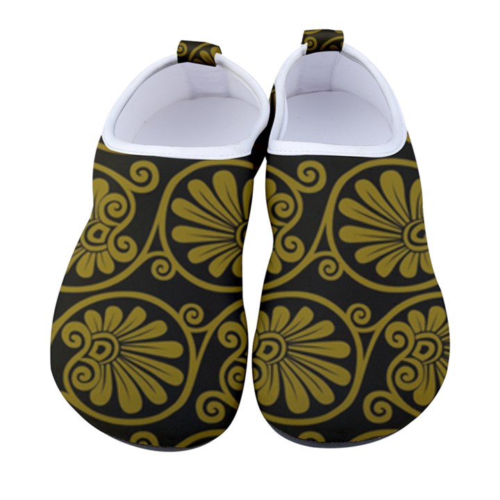 Yellow Floral Pattern Floral Greek Ornaments Men s Sock-Style Water Shoes