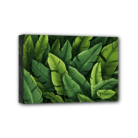 Green Leaves Mini Canvas 6  X 4  (stretched) by goljakoff