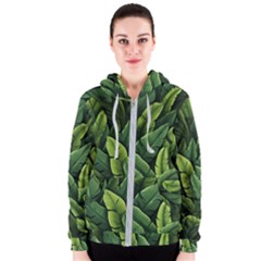 Green Leaves Women s Zipper Hoodie