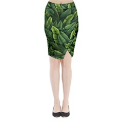 Green Leaves Midi Wrap Pencil Skirt by goljakoff