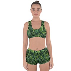 Green Leaves Racerback Boyleg Bikini Set by goljakoff