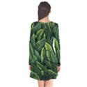 Green leaves Long Sleeve V-neck Flare Dress View2