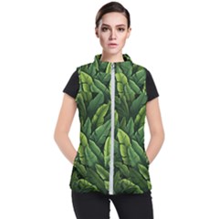 Green Leaves Women s Puffer Vest