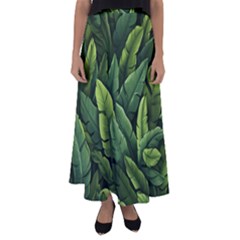 Green Leaves Flared Maxi Skirt by goljakoff