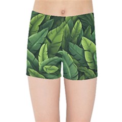 Green Leaves Kids  Sports Shorts by goljakoff