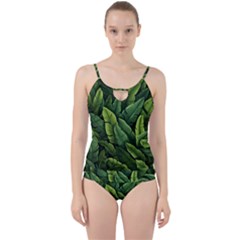 Green Leaves Cut Out Top Tankini Set by goljakoff