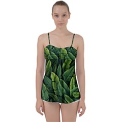 Green Leaves Babydoll Tankini Top by goljakoff