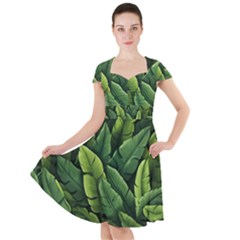 Green Leaves Cap Sleeve Midi Dress by goljakoff