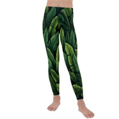 Green Leaves Kids  Lightweight Velour Leggings by goljakoff