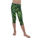 Green leaves Kids  Lightweight Velour Capri Leggings  View1