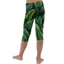 Green leaves Kids  Lightweight Velour Capri Leggings  View4