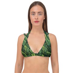 Green Leaves Double Strap Halter Bikini Top by goljakoff