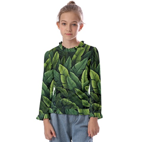 Green Leaves Kids  Frill Detail T-shirt by goljakoff