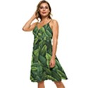 Green leaves Sleeveless Tie Front Chiffon Dress View2