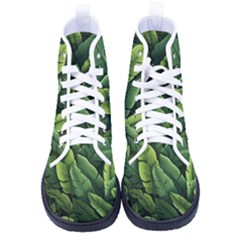 Green Leaves Men s High-top Canvas Sneakers by goljakoff