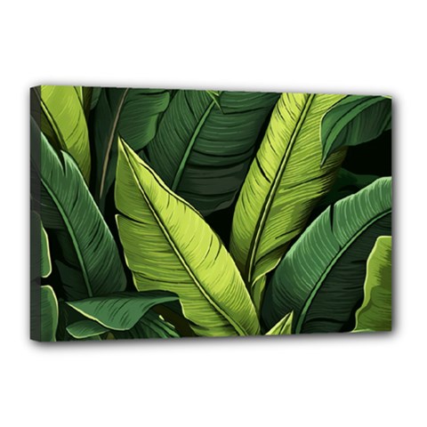 Banana Leaves Pattern Canvas 18  X 12  (stretched) by goljakoff