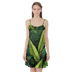 Banana Leaves Pattern Satin Night Slip by goljakoff