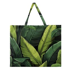 Banana Leaves Pattern Zipper Large Tote Bag by goljakoff