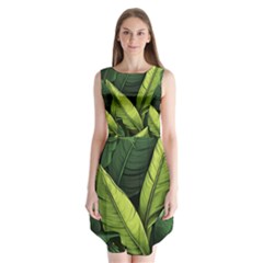 Banana Leaves Pattern Sleeveless Chiffon Dress   by goljakoff