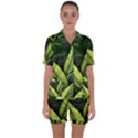 Banana leaves pattern Satin Short Sleeve Pajamas Set View1