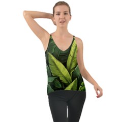 Banana Leaves Pattern Chiffon Cami by goljakoff