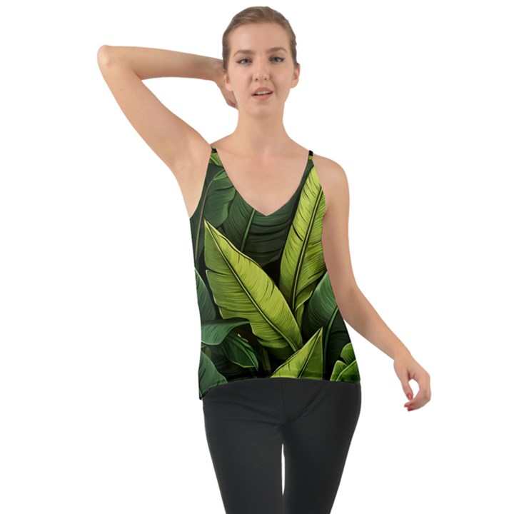 Banana leaves pattern Chiffon Cami