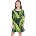 Banana leaves pattern Kids  Quarter Sleeve Skater Dress View1